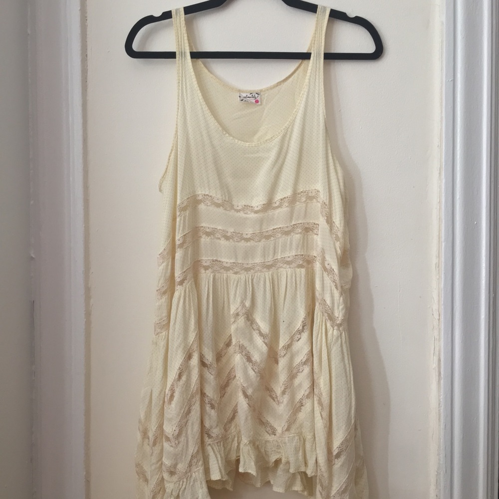 Intimately Free People Voile and Lace Trapeze Slip Dress Tea Combo